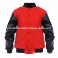 Красная университетская куртка с кожаными рукавами для мужчин и женщин